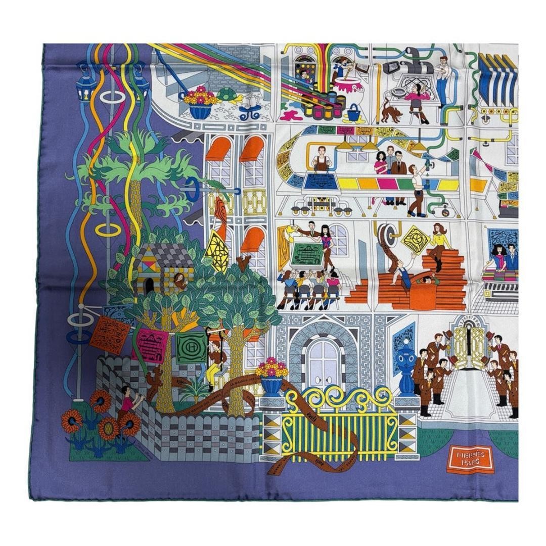 HERMÈS carré 90 Maison des Carrés Purple Silk Scarf Rare Excellent Condition image 4