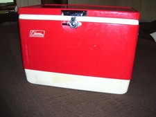 Vintage Coleman Red Metal Cooler 1960s USA MADE