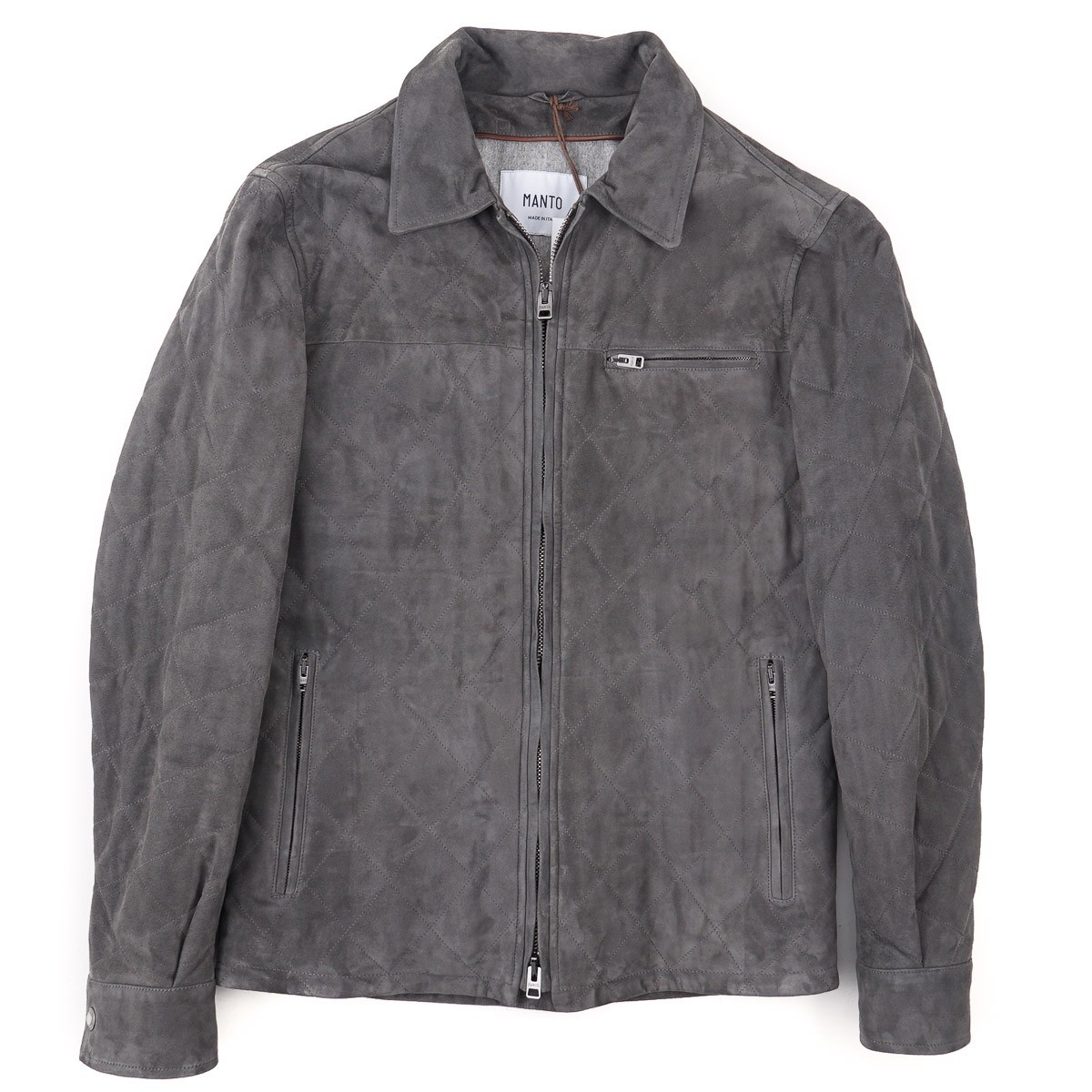 Manto 'Marco' Wool-Lined Quilted Soft Lambskin Suede Leather