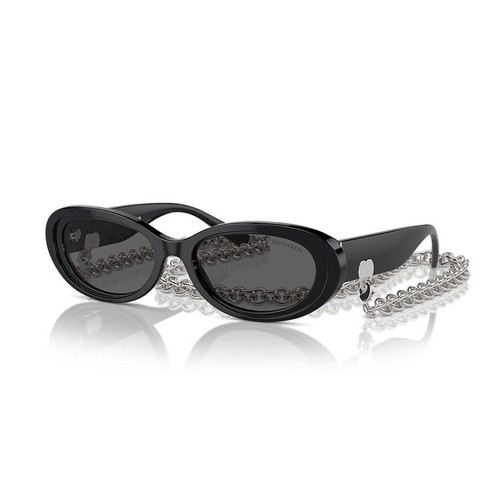 TIFFANY TF4221 8001S4 Black Silver Chain Dark Grey Lens Women Sunglasses - Picture 1 of 10