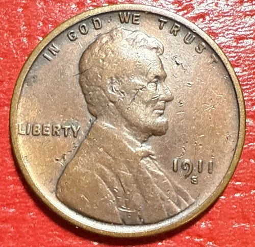 1911-S Lincoln Wheat Cent - VF/XF - Semi-Key 🔑 Date Lot Set Collection Bk 256