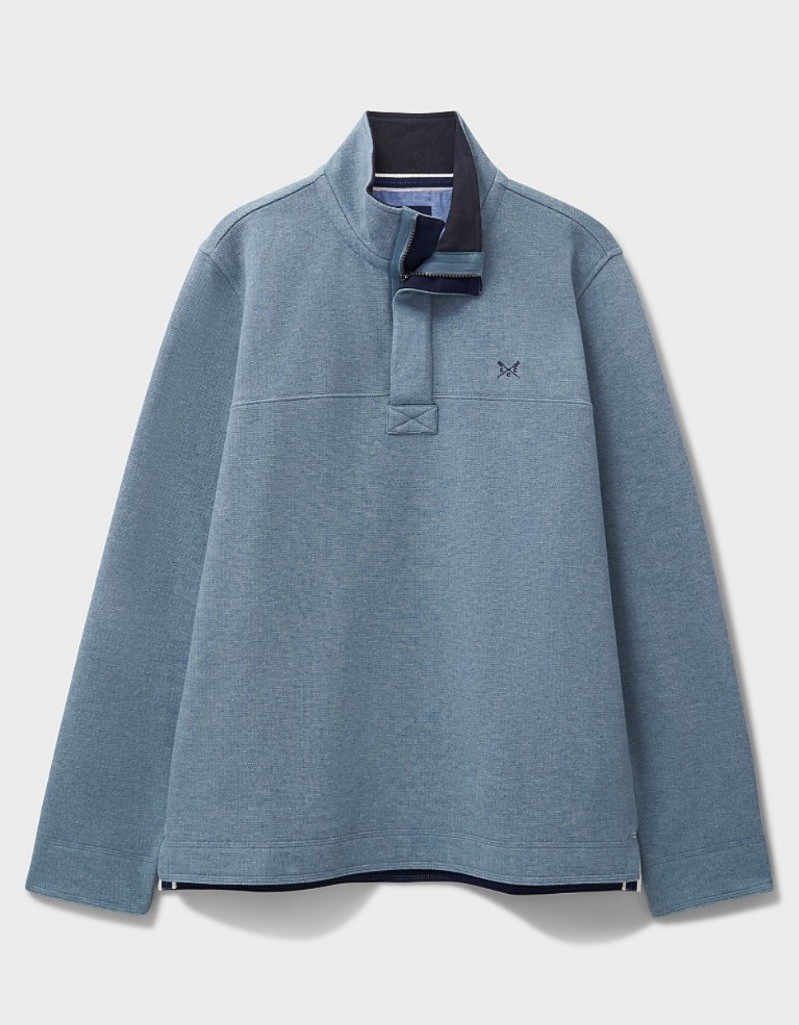 Crew Clothing Mens Padstow Cotton Pique Sweatshirt Size M Rugby Blue RRP £69