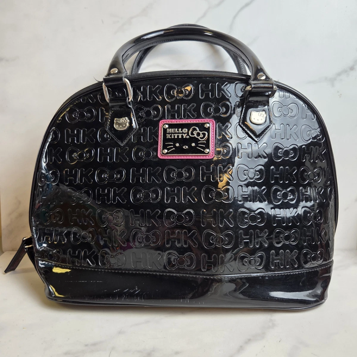 Loungefly 2012 Hello Kitty Black Patent Leather Quilted Embossed Backpack Hello Kitty Loungefly Black Patent Leather | Mercari main image 2