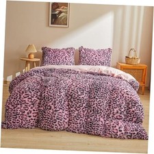 Cheetah Print Fluffy Faux Fur Duvet Cover Queen Cheetah Print Black and Pink