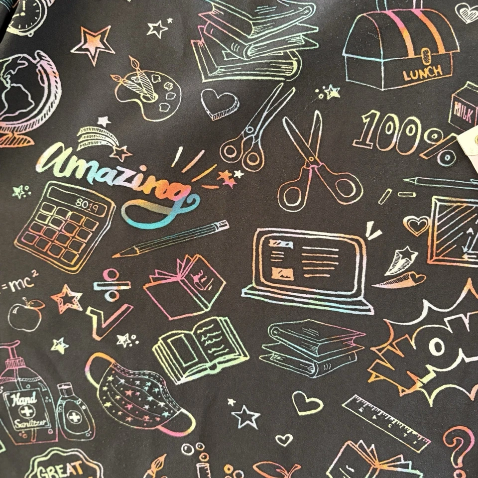 Cherokee Scrubs Smart Stuff Gray V Neck Top Size XL School Nurse Supplies Print - Image 3 of 4