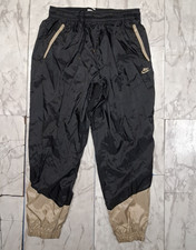 Vintage Nike Track Pants Mens XL Black Windbreaker Tapered Lined Drawstring