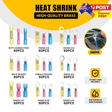 540Pcs Electrical Connectors Kit Heat Shrink Waterproof Tinned Copper