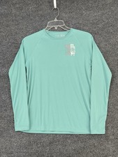 Reel Life Aqua Long Sleeve Crew Neck T Shirt Women s Medium Thumb Holes Fishing
