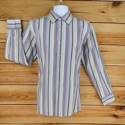 Gap Dress Shirt Mens Size M Multicolor Striped 100% Cotton Fitted Spread Collar