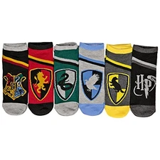 Harry Potter Women's Ankle Socks Lowcut  Hogwarts House Crests and Symbol 6-Pack