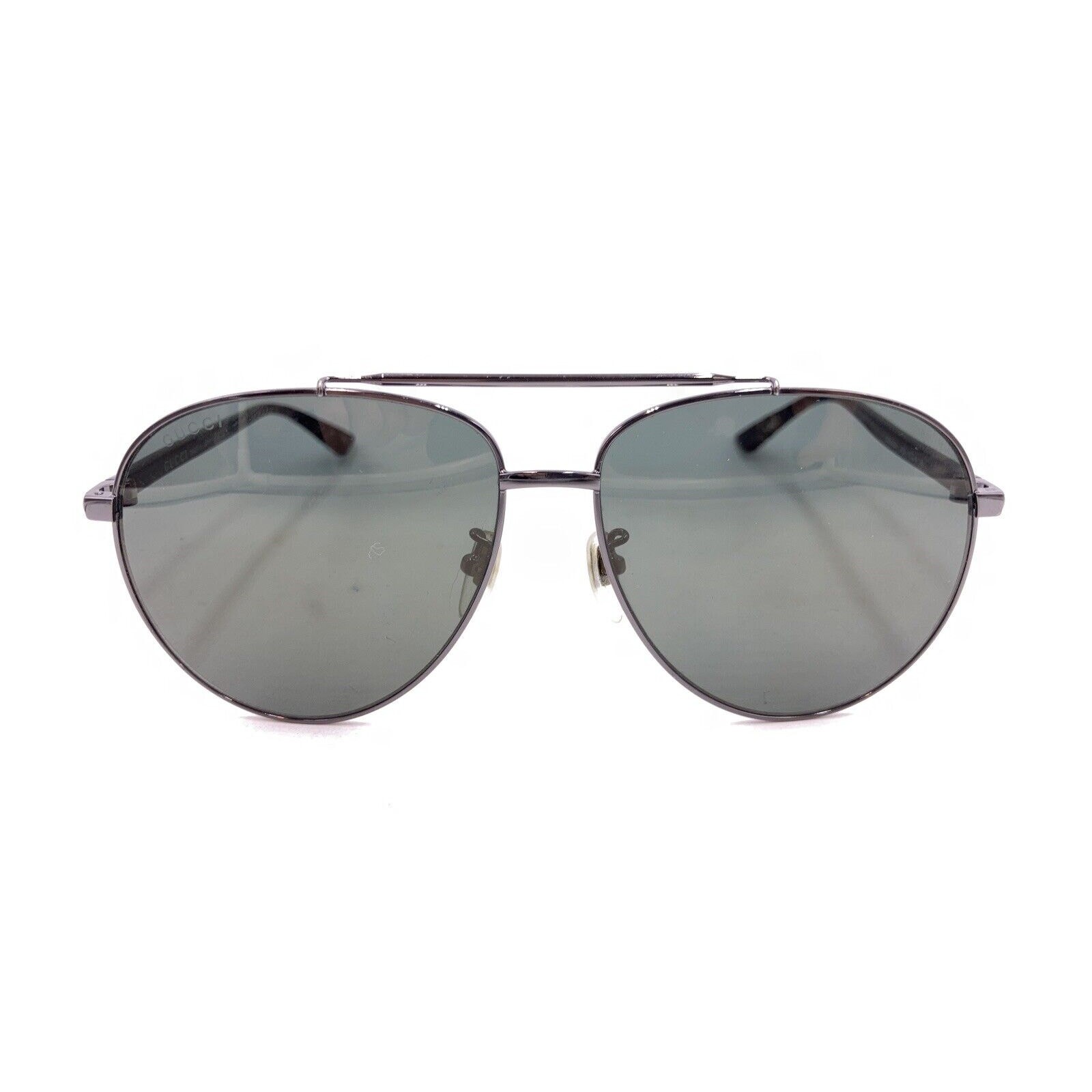 Gucci GG 0043SA 003 Gunmetal Brown Aviator Sunglasses Green Lens 61-14 145 Japan thumbnail 6