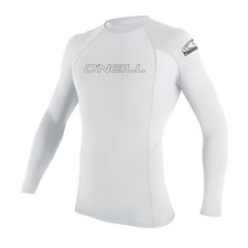O'Neill Men's Basic Skins 50 L/S Rash Guard - White, Size L - UV Protection