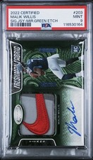 2022 Certified Malik WIllis Green Etch Swoosh Patch Auto 2/2 PSA 9
