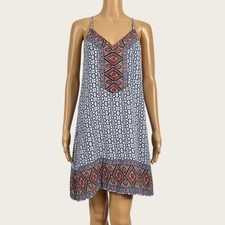 Blu Pepper SMALL Multicolor Tile Aztec Boho Print Casual Sun Dress Lightweight