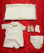 Vtg Baptism/Christening Outfit Baby Boy Jumper,vest,Pants,socks,shoes, Blanket