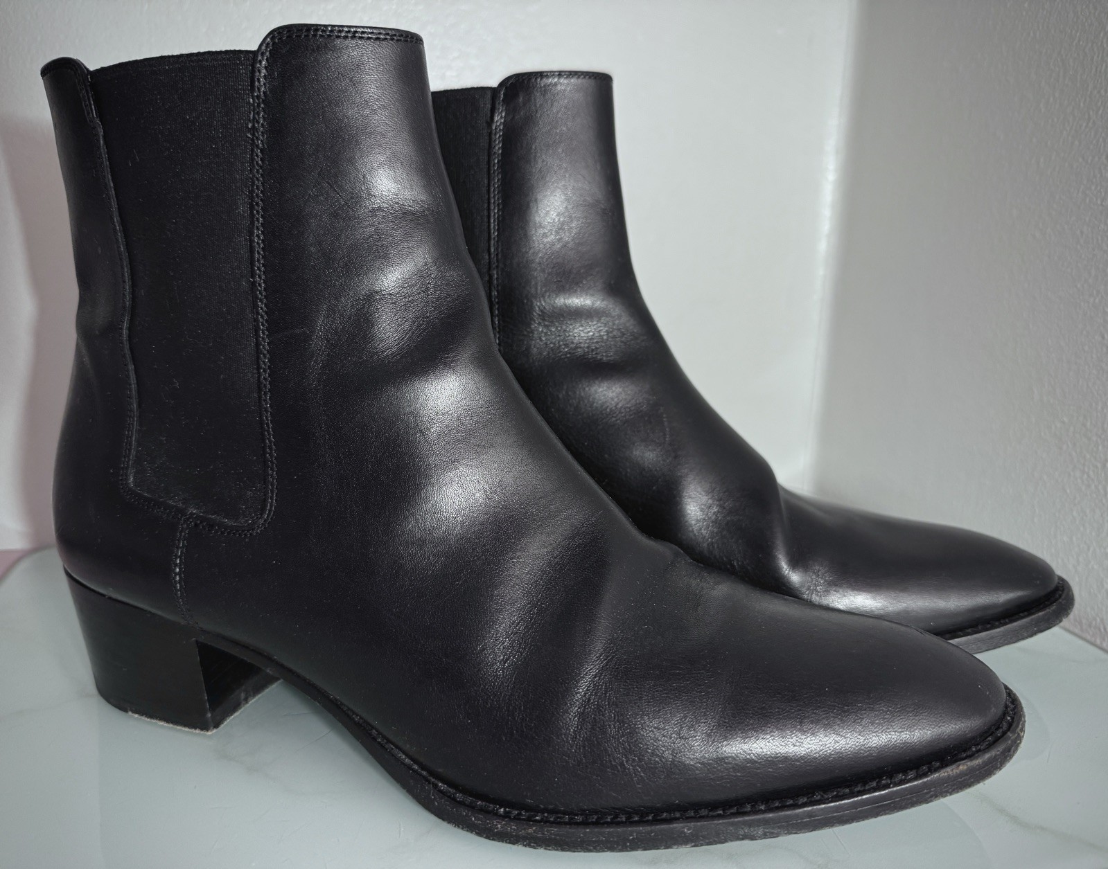 Stivali Saint Laurent Paris AW13 da uomo Chealsea in pelle nera UK6 5 EU40 5 Slimane