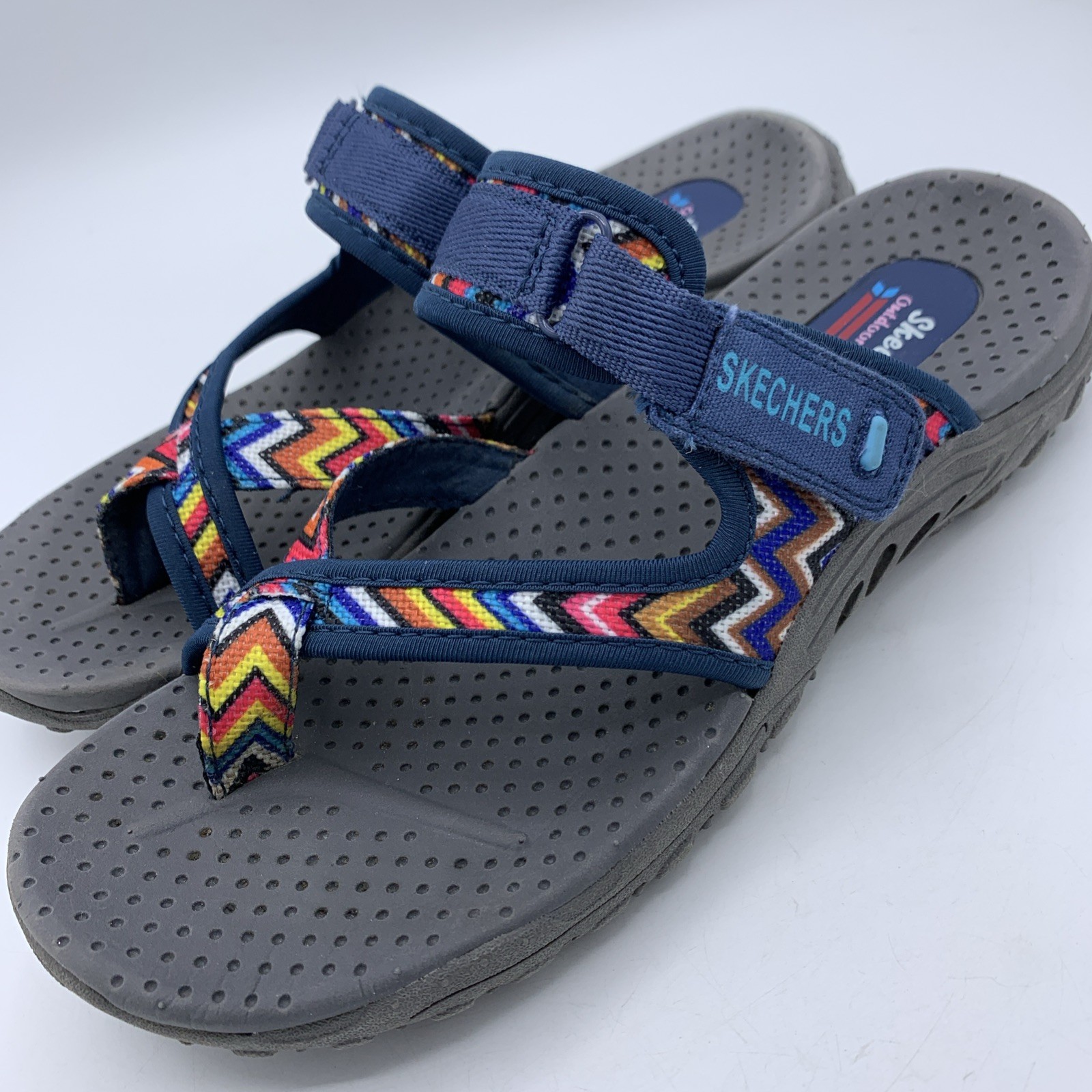 Skechers Reggae Zig Swag Womens Size 7 Blue Flip Flop Sandals