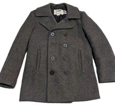 Vintage 80's Schott NYC 740N US Navy Pea Coat Jacket Wool Men's 36 USA Made EUC!