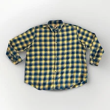 The Foundry Supply Co Shirt Mens 3XLT Blue & Yellow Plaid Flannel Long Sleeve