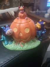 Vintage 1998 DISNEY STORE Halloween Jar Pooh Piglet Eeyore in Costumes