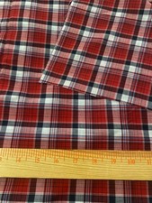 Woven cotton polyester plaid gingham fabric.black  red plaid 2 yards 10" x 44"