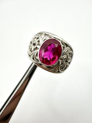 Vintage openwork Soviet ring 875 (star) silver with a Ruby.Women's jewelry USSR