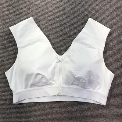 Tommie Copper Sports Bra Womens 2XL White Zip Front Compression Support Znergy
