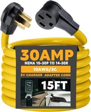 10Ft EV Charger Adapter Cord Compatible with NEMA 10-30P to 14-50R, 30 Amp Dryer