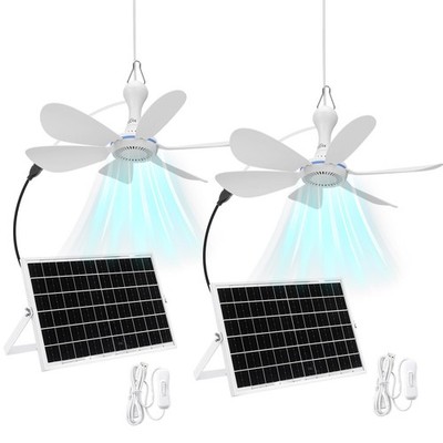 Tujoe 2 Set Solar Powered Ceiling Fan Kit for Outdoor,Portable 15W Solar Pane...