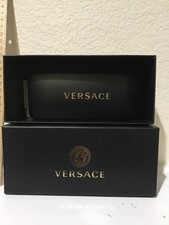 NEW VERSACE BLACK AUTHENTIC EYEGLASSES SUNGLASSES CASE W/CLOTH