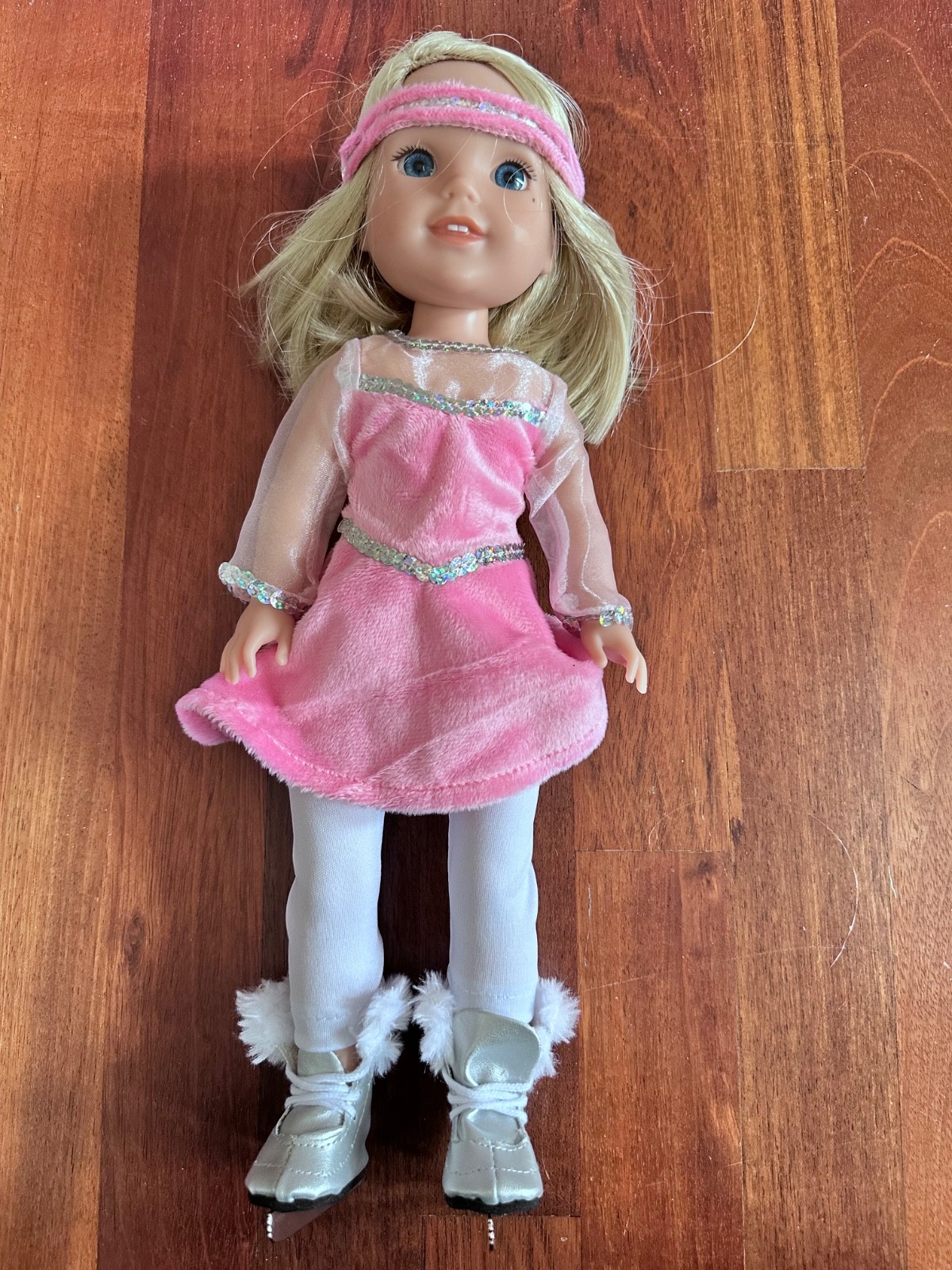 NEW American Girl Doll Wellie Wishers Pink Ice Skater Outfit & Skates