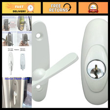 Keyed Lock Assembly Thumb Latch for Gliding Patio Doors, 2-9/16" Centers, Whit