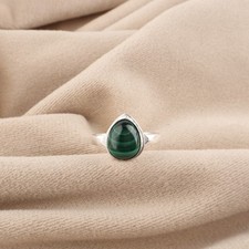 Natural Malachite Gemstone 925 Sterling Silver Handmade Jewelry Ring For Wedding