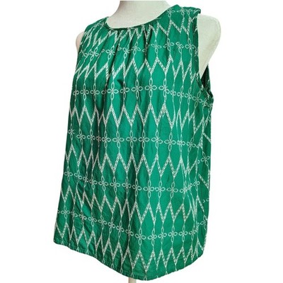 Universal Thread Women's Blouse Medium Embroidered Green Sleeveless Lightweight