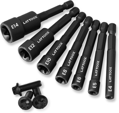 7-Piece E-Torx Nut Driver Set 1/4'' Hex Shank E4 E5 E6 E8 E10 E12 E14