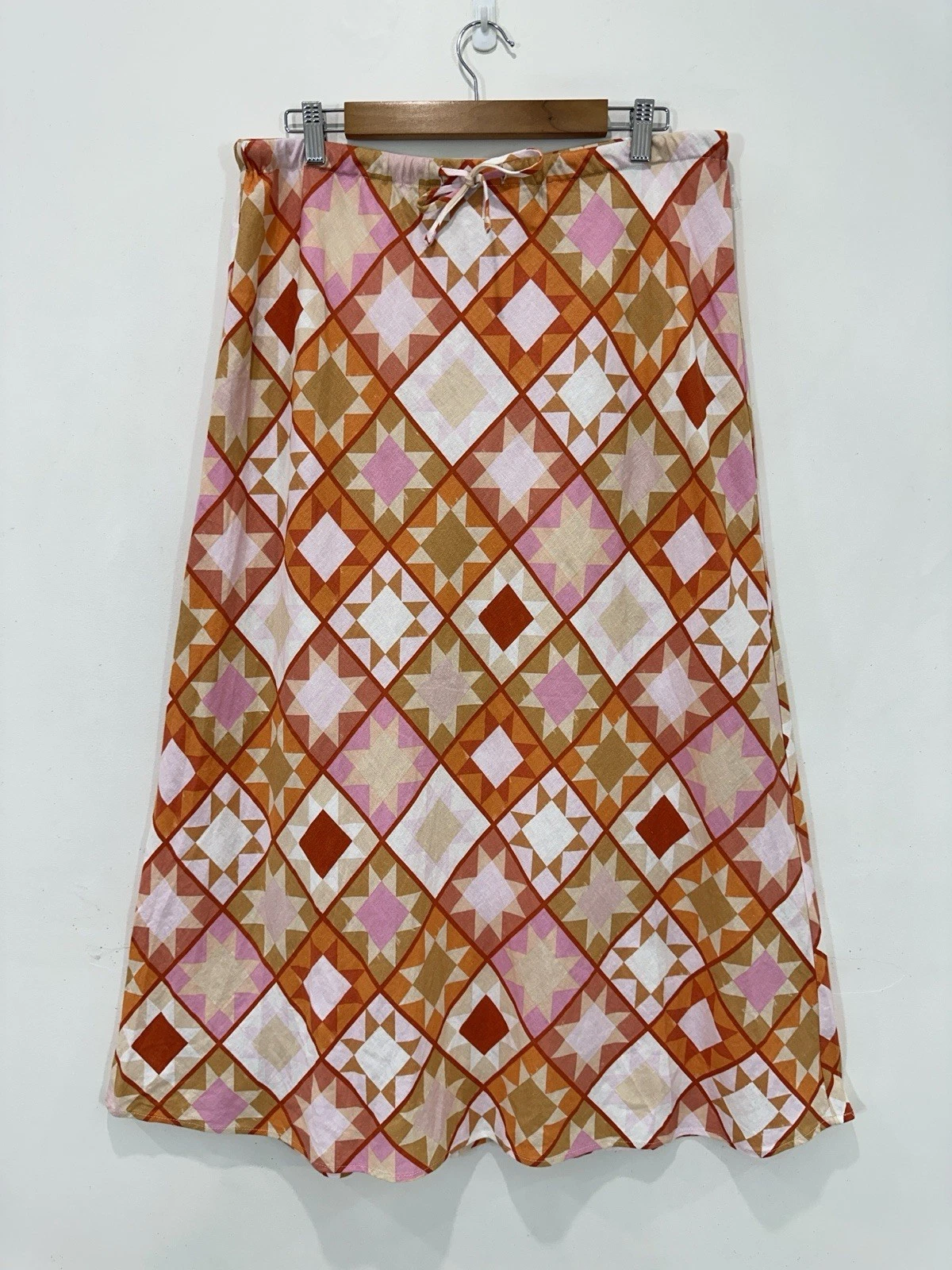 Sportsgirl Maxi Skirt Women AU 16 Multicoloured Geometric Pattern Elastic Waist