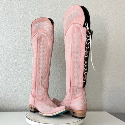 Lane LEXINGTON Over the Knee Womens Cowboy Boots 8.5 Pink Western Cowgirl Tall