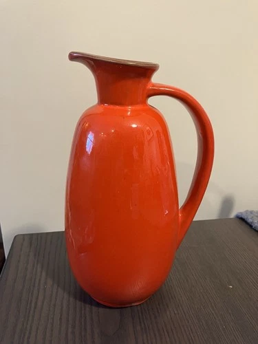 Vintage Frankoma Pottery Flaming Red Orange 24 Ounce Pitcher #835