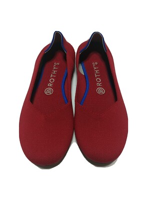 RETIRED Rothys sz Classic Ballet Round Toe Shoe Flat Knit Cherry Solid 