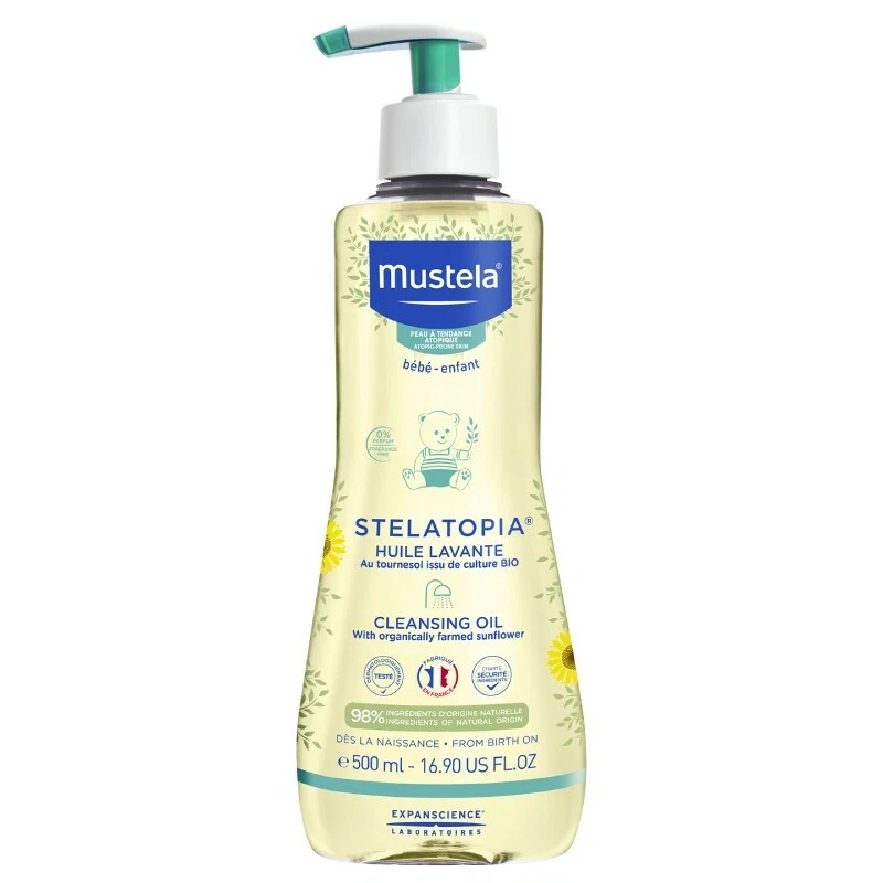 Mustela Stelatopia Cleansing Oil 500mL Pump Atopic Prone Skin Bebe