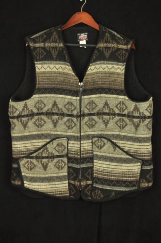 Johnson Woolen Mills Stone Wall Aztec Pattern Sherpa Lined Wool Vest XXL USA - Picture 1 of 8