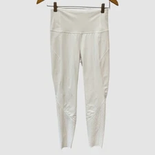 Lululemon White High Waist Perforated Details Ankle Leggings US6