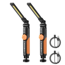EverBrite 2PACK 800LM LED Rechargeable Work Light COB Foldable Flashlight Type-C