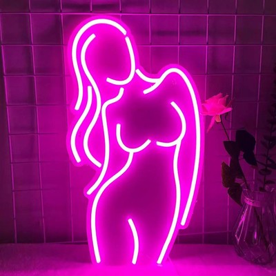 Neon LED Schild Frauen Körper Licht Deko Nachtlicht USB Lady Lampe Hintern Po