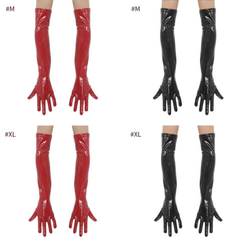 Women Ladies Long Gloves Patent Leather Finger Gloves Mittens Costume Accessorie - 第 1/36 張圖片