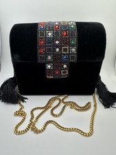 Vintage Hashimoto Suede Beaded Evening Bag With Gold Strap