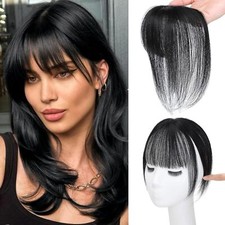 Natural 3D Bangs Clip In Real Remy Human Hair Extensions Air Fringe Hairpiece US