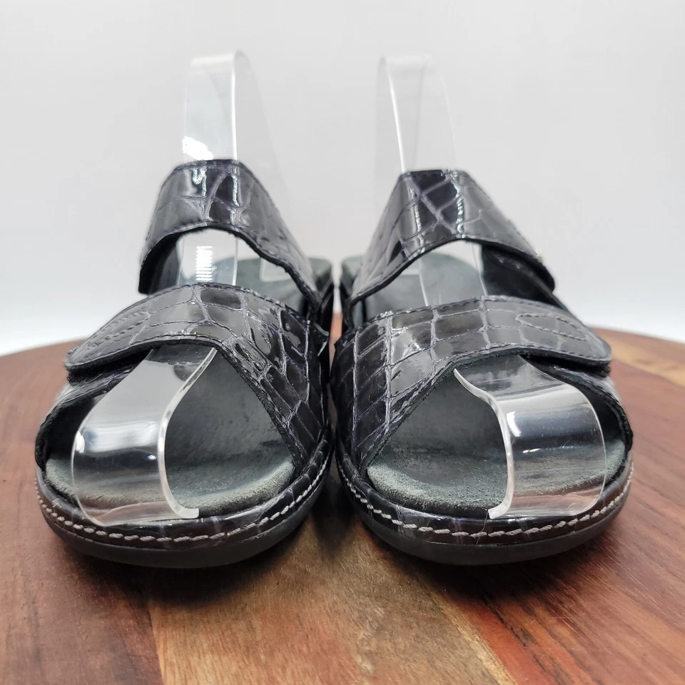 Spring Step Palazzo Sandals Women's 39 / 8.5 Black Patent Leather Comfort Wedge - Image 2 of 4