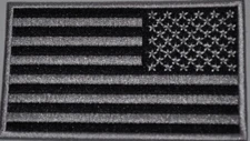 United States USA Flag Patch Iron-On Or Sew-On  Reverse Gray & Black