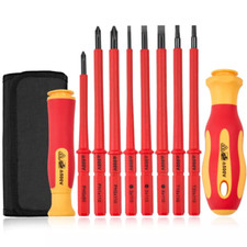 10x VDE Insulated Magnetic Electricians Screwdriver Soft Grip Phillips Flat Set